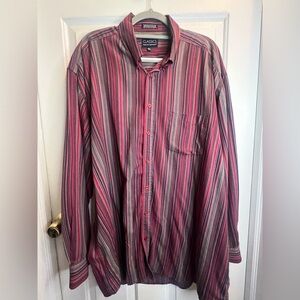 Classic Men's Striped Shirt - pink and Gray